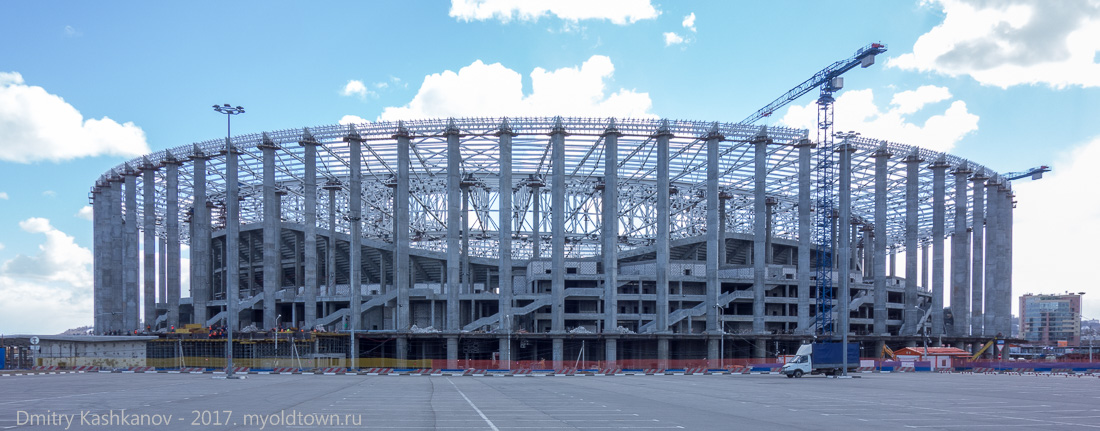Строительство стадиона на Стрелке. Фото. Апрель 2017