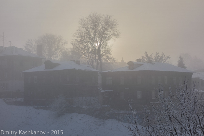 Туман на Гребешковском откосе. Фото